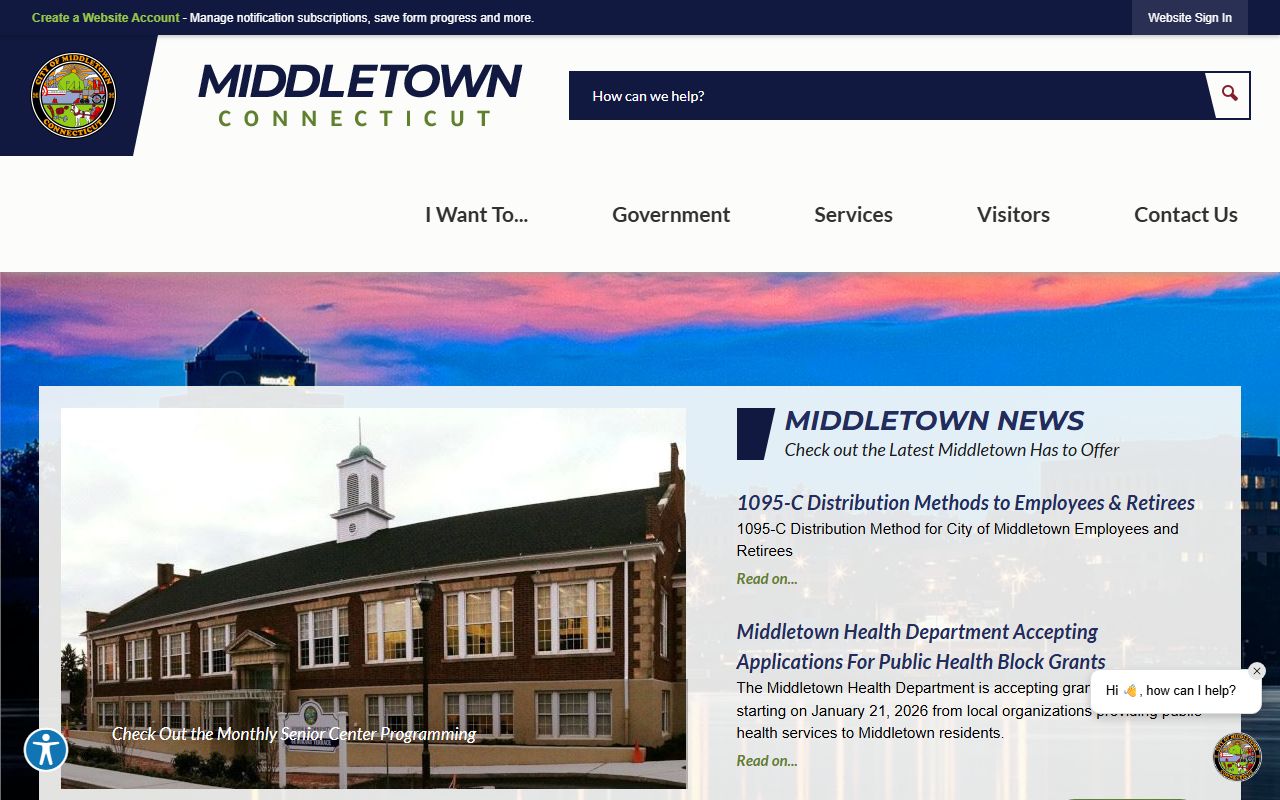 Middletown Connecticut city website and online resources